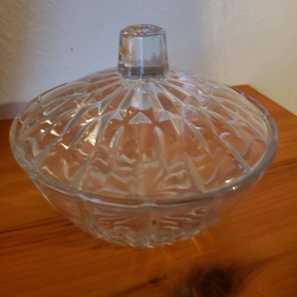 Vtg Mint/Compote/Sauce Lidded Cut Glass Dish/Bowl